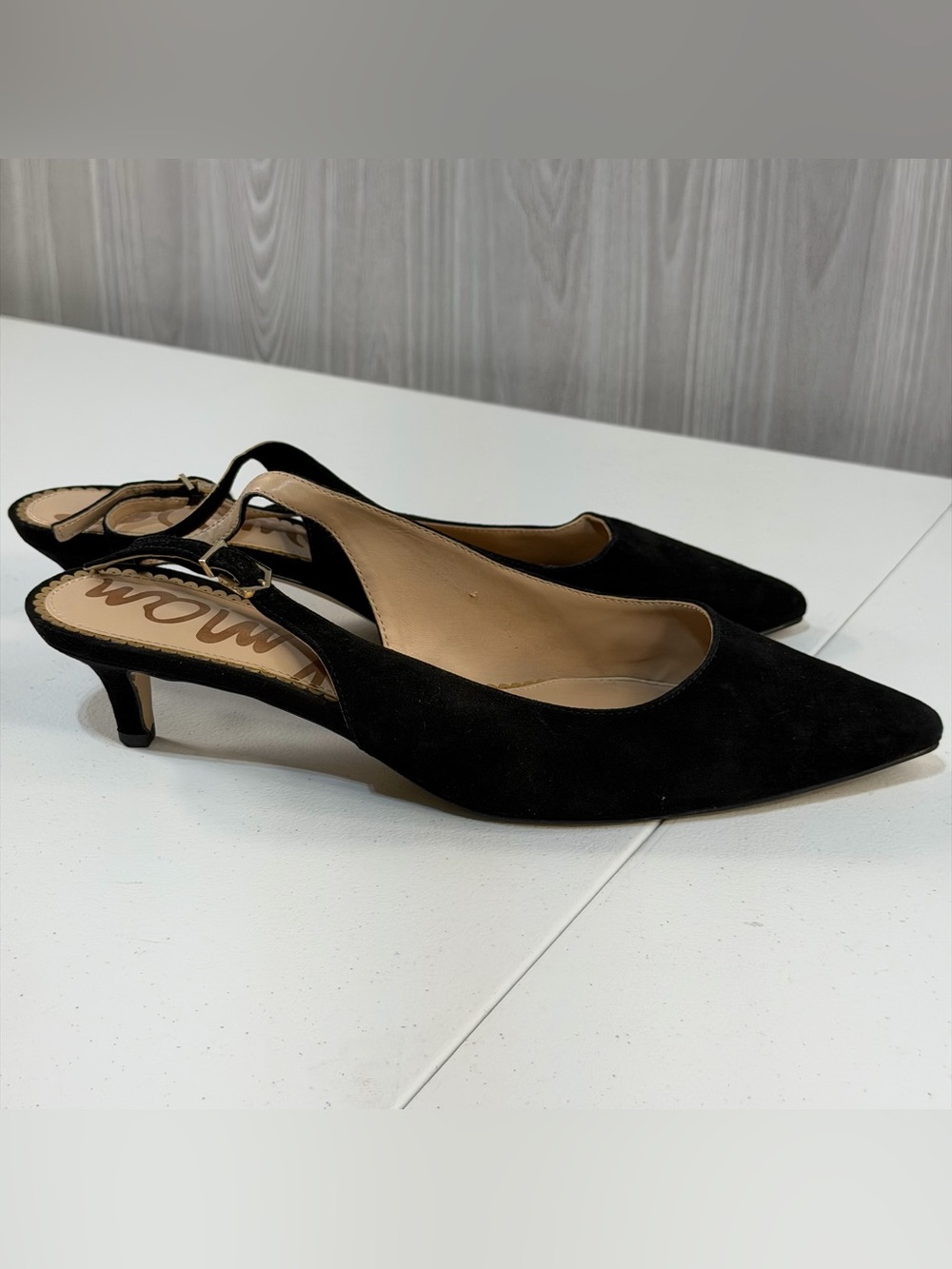Sam Edelman Ludlow Suede Black Kitten Heels Pointed Toe Sling back Women’s 9.5 - Picture 1 of 4